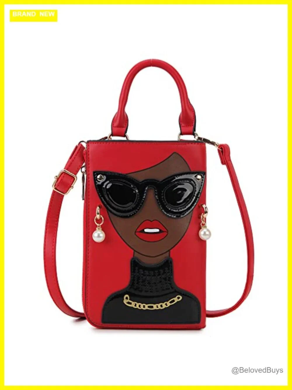 Women Novelty Lady Face Shoulder Bags Faux Leather Satchel Handbag Clutch Purse